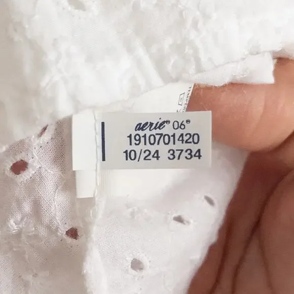 Aerie White Eyelet Babydoll Blouse Size Small - Picture 7 of 7